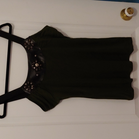 Imitation leather+sequins top - Picture 1 of 4